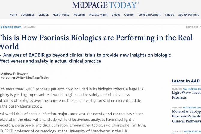 This is How Psoriasis Biologics are Performing in the Real World 治疗银屑病的生物抑制剂在真实世界的表现