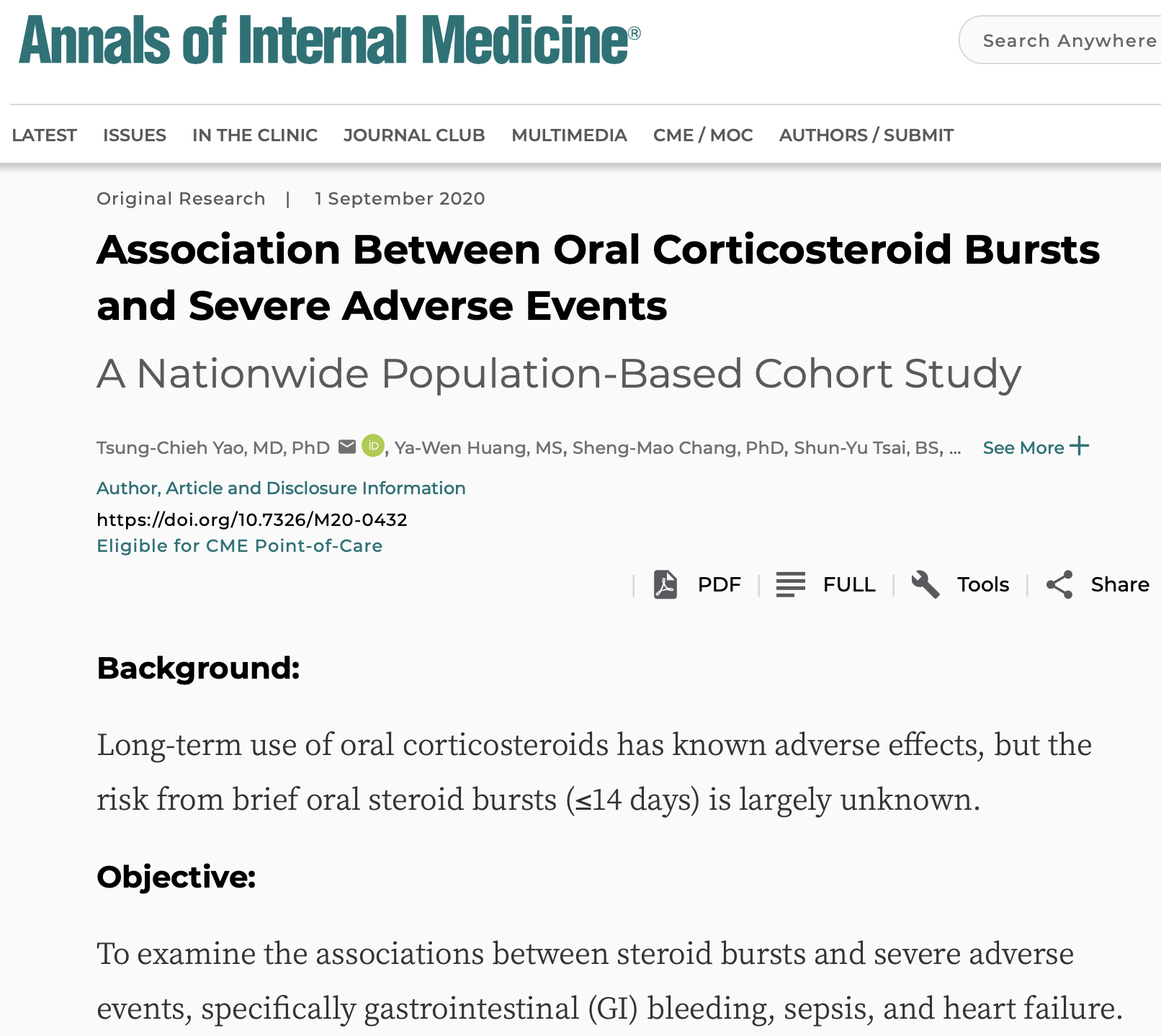 Severe Adverse Events Are Associated with Short Courses of Oral Corticosteroids? 皮质激素长期服用有害，短期如何？